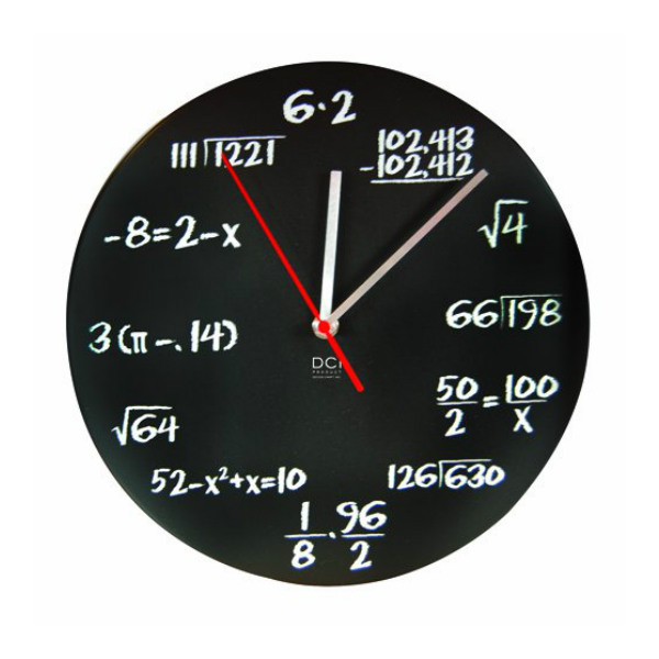 DCI Matte Black Powder Coated Metal Mathematics Blackboard Pop Quiz Clock